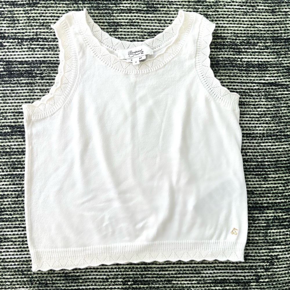 Bonpoint summer sweater white cotton embroidered top girls 6